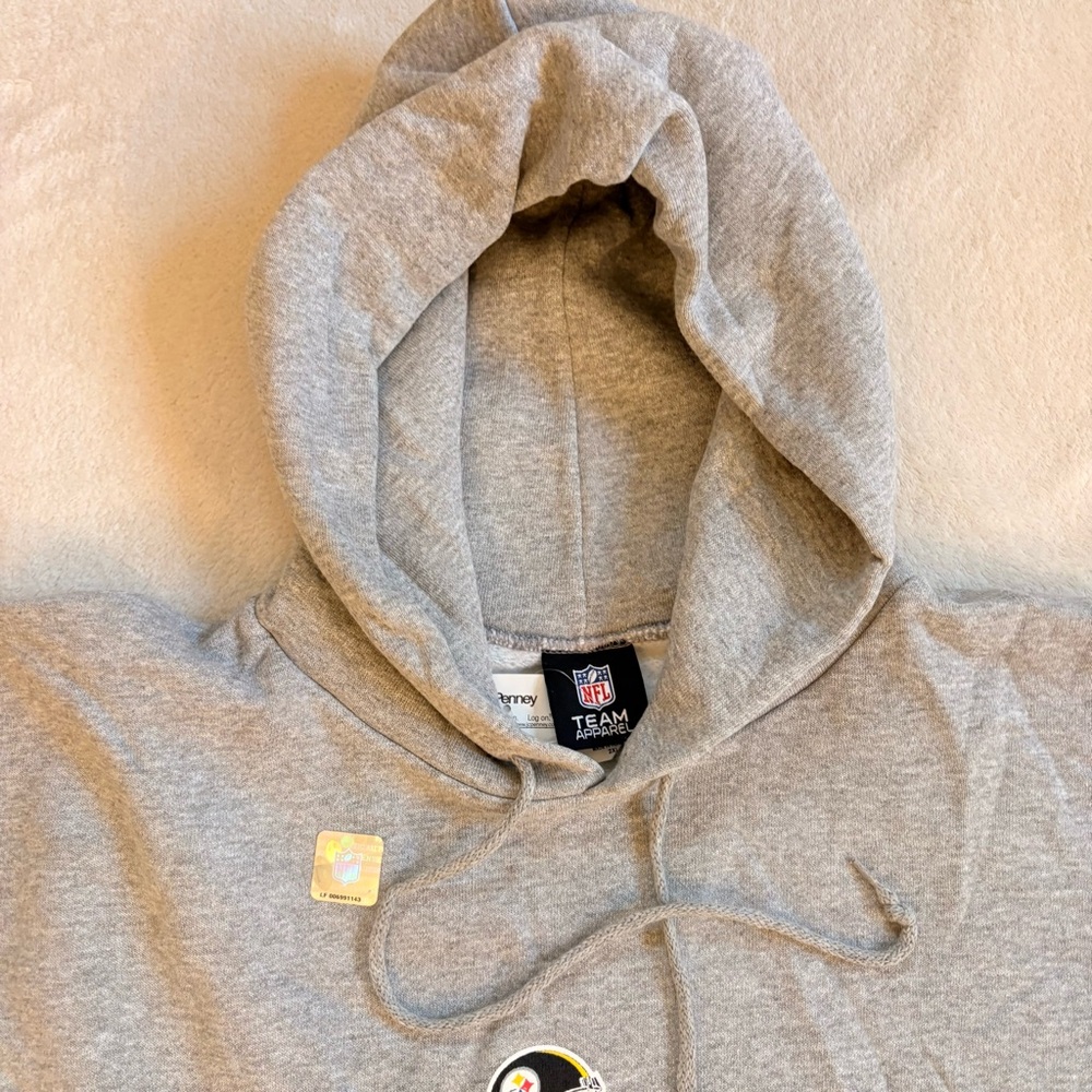 NFL Team Apparel NWT Pittsburgh Steelers Gray Pullover Hoodie Sweatshirt Sz 2XL - Picture 5 of 11